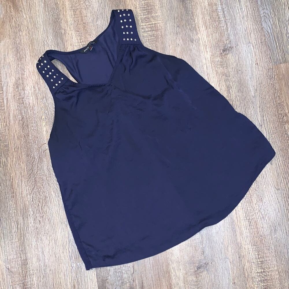 Rock & Republic Blue Racerback w/ Silver Studs High-Low Tank M